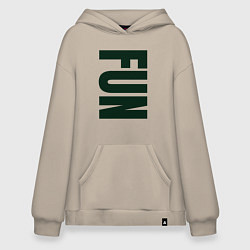 Толстовка-худи оверсайз Fun: большие перевернутые буквы, цвет: миндальный