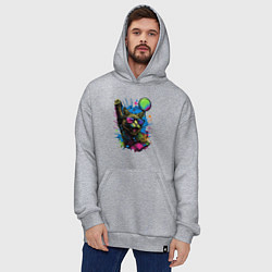 Толстовка-худи оверсайз Кот тусовщик, цвет: меланж — фото 2