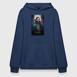 Толстовка-худи оверсайз Челябинск - персонаж, цвет: тёмно-синий