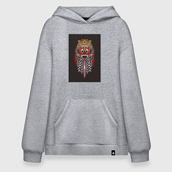 Толстовка-худи оверсайз Балийская маска баронга, цвет: меланж