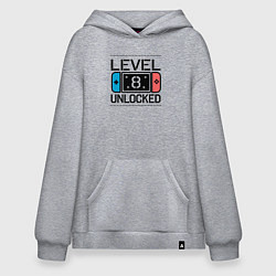 Толстовка-худи оверсайз Level 8 unlocked, цвет: меланж