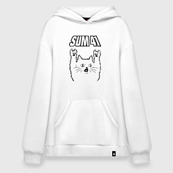 Толстовка-худи оверсайз Sum41 - rock cat, цвет: белый
