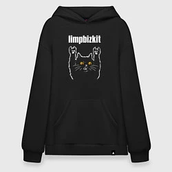 Толстовка-худи оверсайз Limp Bizkit rock cat, цвет: черный