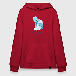 Толстовка-худи оверсайз Лечит не время - лечит доктор, цвет: красный
