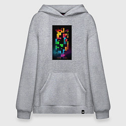 Толстовка-худи оверсайз Цветной тетрис, цвет: меланж