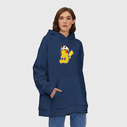 Толстовка-худи оверсайз Pika panda, цвет: тёмно-синий — фото 2