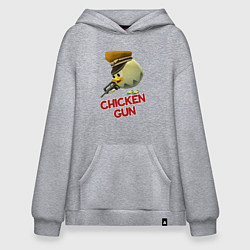 Толстовка-худи оверсайз Chicken Gun logo, цвет: меланж