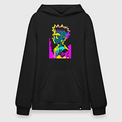 Толстовка-худи оверсайз Bart Simpson - pop art, цвет: черный