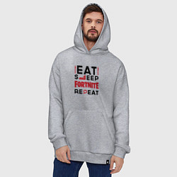 Толстовка-худи оверсайз Надпись: eat sleep Fortnite repeat, цвет: меланж — фото 2