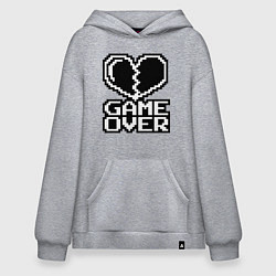 Толстовка-худи оверсайз Game Over на черном фоне, цвет: меланж