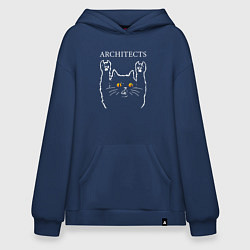 Толстовка-худи оверсайз Architects rock cat, цвет: тёмно-синий