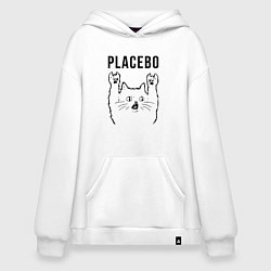 Толстовка-худи оверсайз Placebo - rock cat, цвет: белый