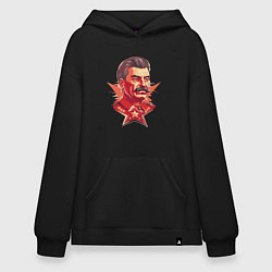 Толстовка-худи оверсайз Граффити Сталин, цвет: черный