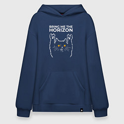 Толстовка-худи оверсайз Bring Me the Horizon rock cat, цвет: тёмно-синий