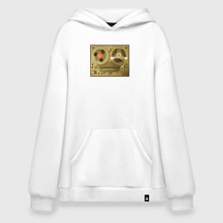 Толстовка-худи оверсайз Ретро магнитофон, цвет: белый