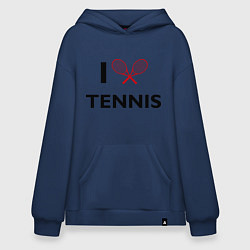 Толстовка-худи оверсайз I Love Tennis, цвет: тёмно-синий