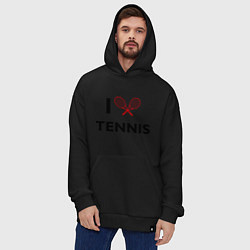 Толстовка-худи оверсайз I Love Tennis, цвет: черный — фото 2