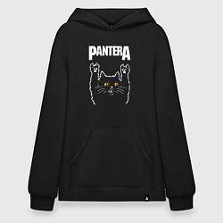 Толстовка-худи оверсайз Pantera rock cat, цвет: черный