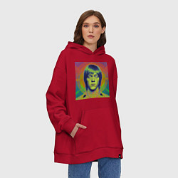 Толстовка-худи оверсайз Brian Jones Digital Glitch Art, цвет: красный — фото 2