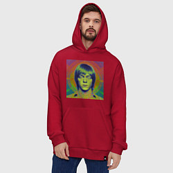 Толстовка-худи оверсайз Brian Jones Digital Glitch Art, цвет: красный — фото 2