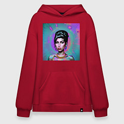 Толстовка-худи оверсайз Amy Winehouse Great Glitch Art, цвет: красный