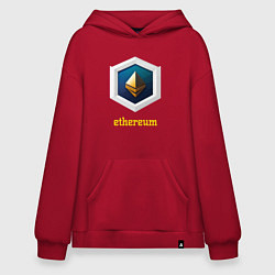 Толстовка-худи оверсайз Логотип Ethereum, цвет: красный