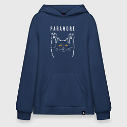 Толстовка-худи оверсайз Paramore rock cat, цвет: тёмно-синий