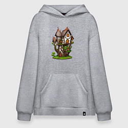 Толстовка-худи оверсайз Многоэтажный сказочный домик, цвет: меланж