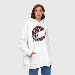 Толстовка-худи оверсайз Old school sticker, цвет: белый — фото 2