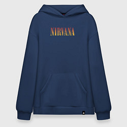 Толстовка-худи оверсайз Nirvana logo, цвет: тёмно-синий