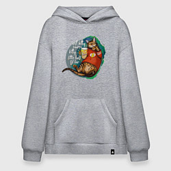 Худи оверсайз Бенгальский кот киноман с попкорном