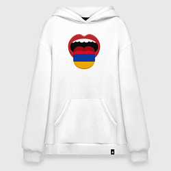 Толстовка-худи оверсайз Armenian lips, цвет: белый