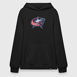 Толстовка-худи оверсайз Columbus blue jackets - hockey team - emblem, цвет: черный