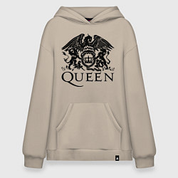 Толстовка-худи оверсайз Queen - logo, цвет: миндальный