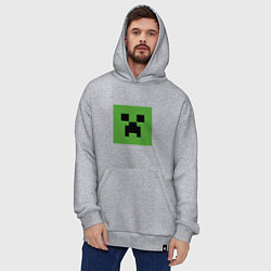 Толстовка-худи оверсайз Minecraft creeper face, цвет: меланж — фото 2