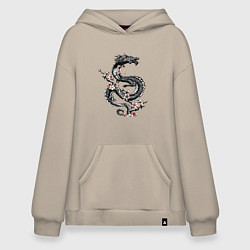 Худи оверсайз Дракон с цветущей сакурой