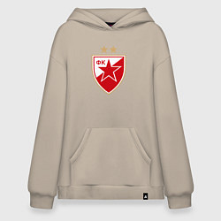 Толстовка-худи оверсайз Црвена звезда сербия, цвет: миндальный
