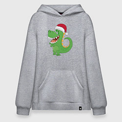 Толстовка-худи оверсайз Дракон Санта, цвет: меланж