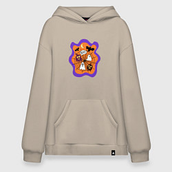 Толстовка-худи оверсайз Привидения, цвет: миндальный