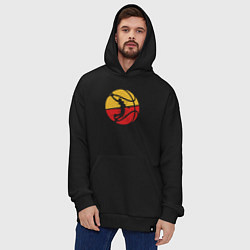 Толстовка-худи оверсайз Red yellow basketball, цвет: черный — фото 2