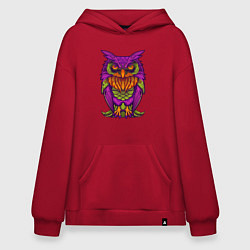 Толстовка-худи оверсайз Purple owl, цвет: красный