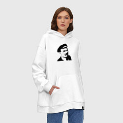Толстовка-худи оверсайз Ленин в кепке, цвет: белый — фото 2