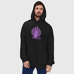 Толстовка-худи оверсайз Victory hand gesture, цвет: черный — фото 2