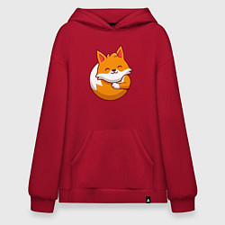 Толстовка-худи оверсайз Orange fox, цвет: красный
