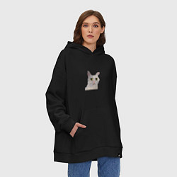 Толстовка-худи оверсайз Pixel cat, цвет: черный — фото 2