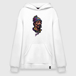 Толстовка-худи оверсайз Snoop dogg head, цвет: белый