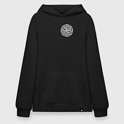 Толстовка-худи оверсайз Символ защиты здоровья здрабережень на груди, цвет: черный