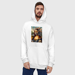 Толстовка-худи оверсайз Mona Lisa smoke - surrealism, цвет: белый — фото 2