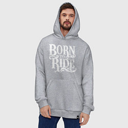 Толстовка-худи оверсайз Born to ride - рожденный ездить, цвет: меланж — фото 2