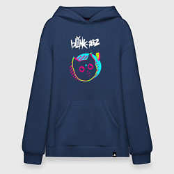 Толстовка-худи оверсайз Blink 182 rock star cat, цвет: тёмно-синий